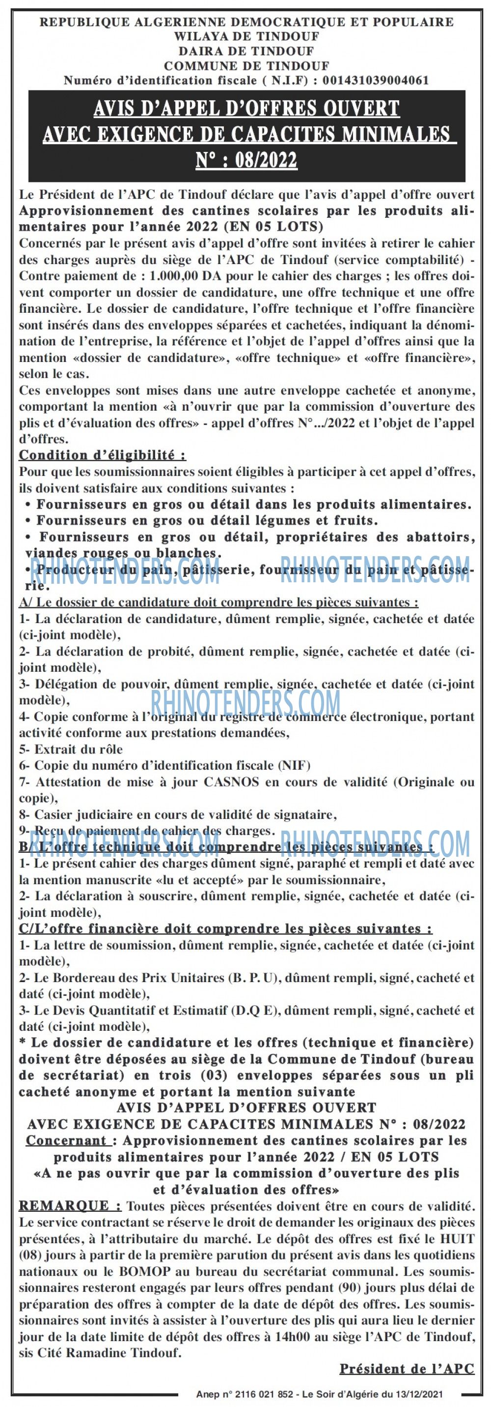 LE SOIR D'ALGERIE