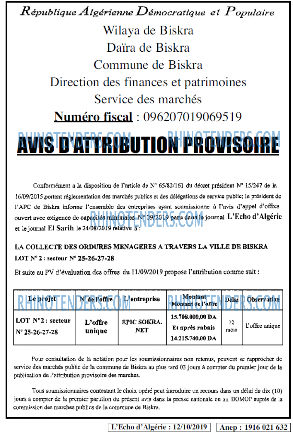 L'ECHO D'ALGERIE
