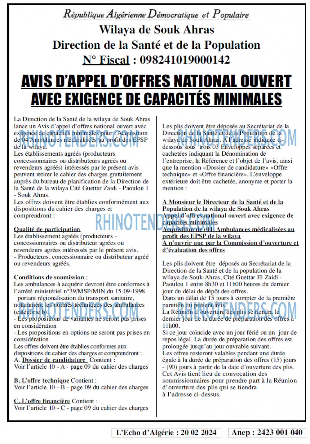 L'ECHO D'ALGERIE