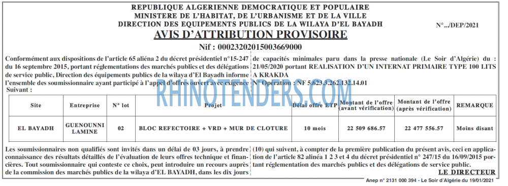 LE SOIR D'ALGERIE