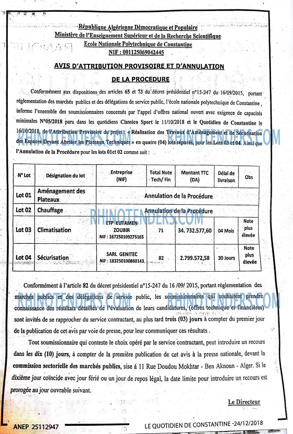 LE QUOTIDIEN DE CONSTANTINE