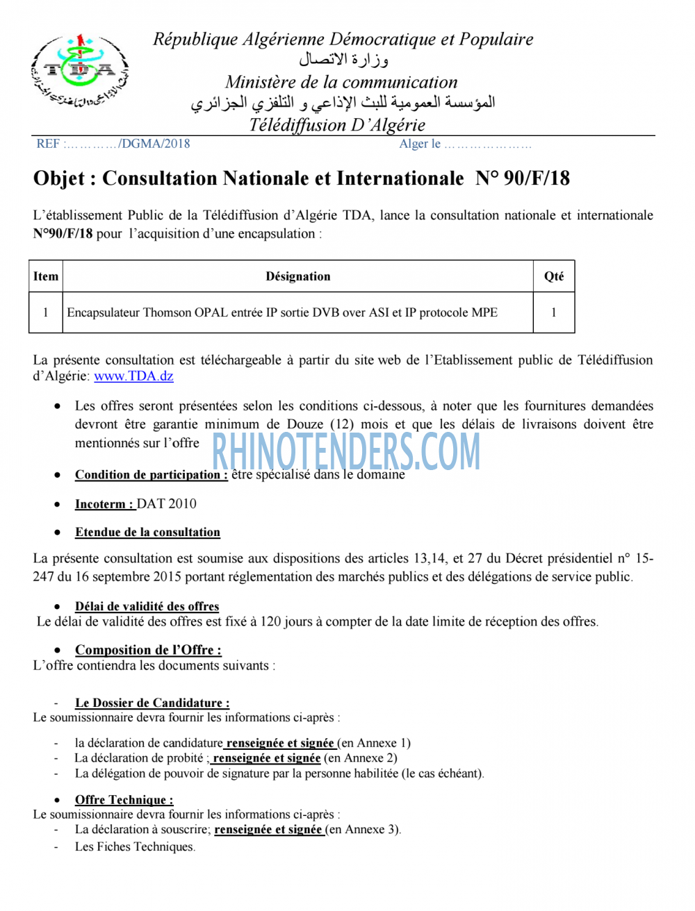 TDA - Télédiffusion d'Algérie