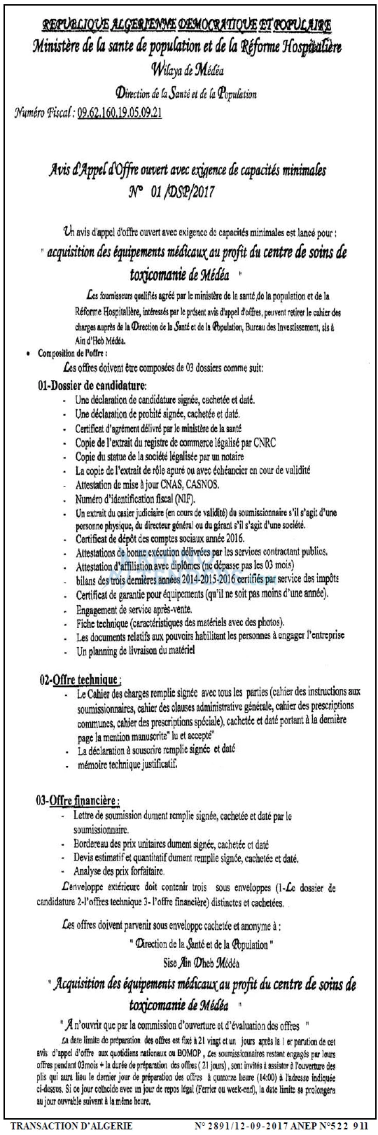 TRANSACTION D'ALGERIE