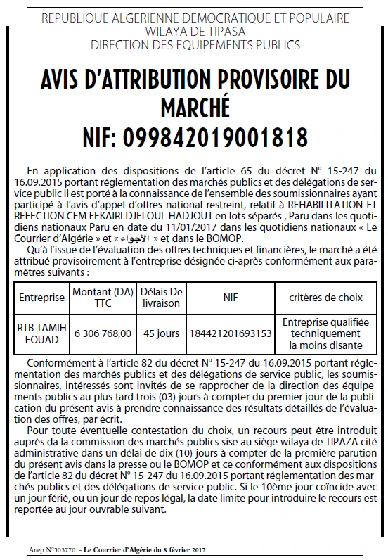 Le Courrier d'Algerie