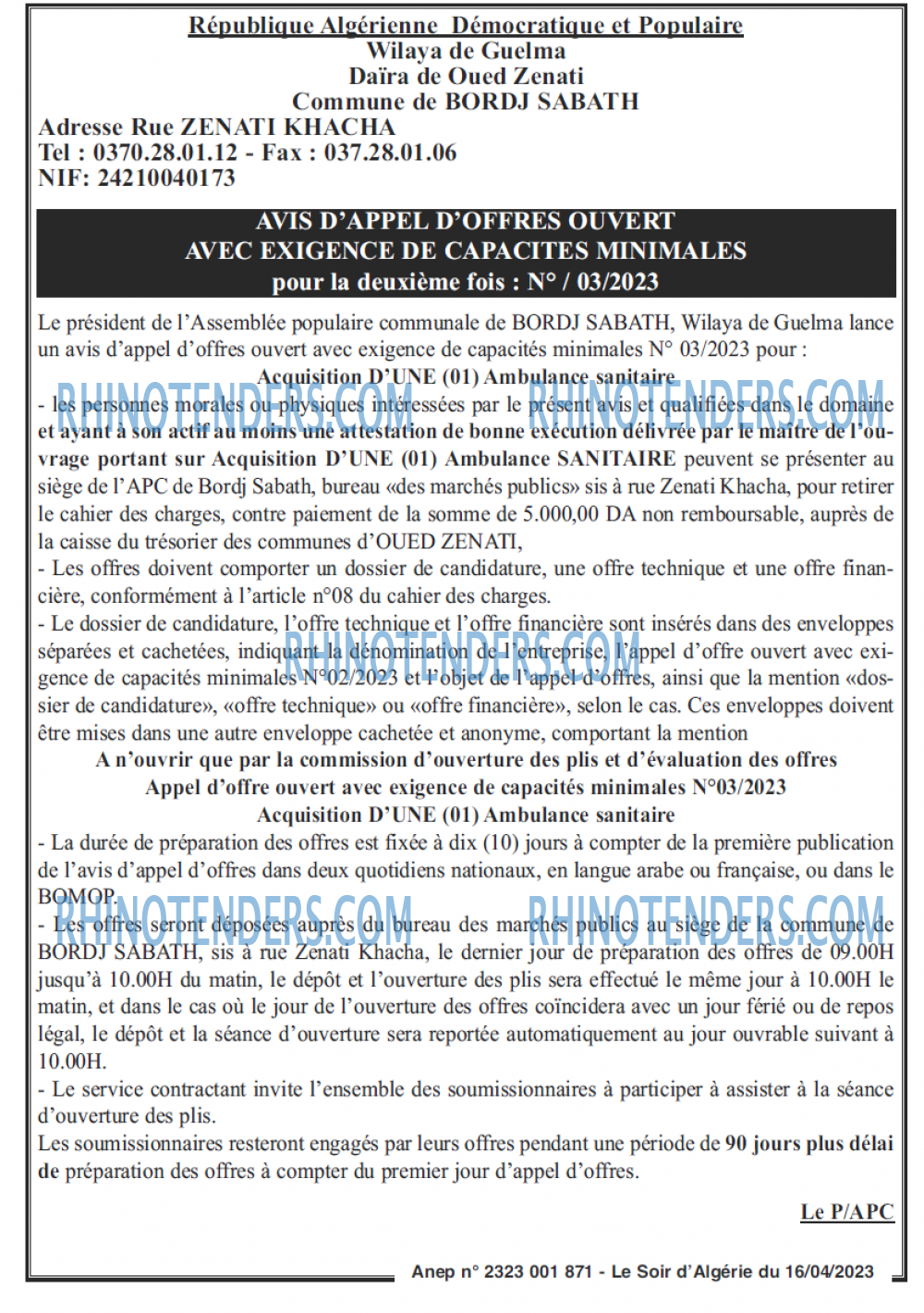 LE SOIR D'ALGERIE