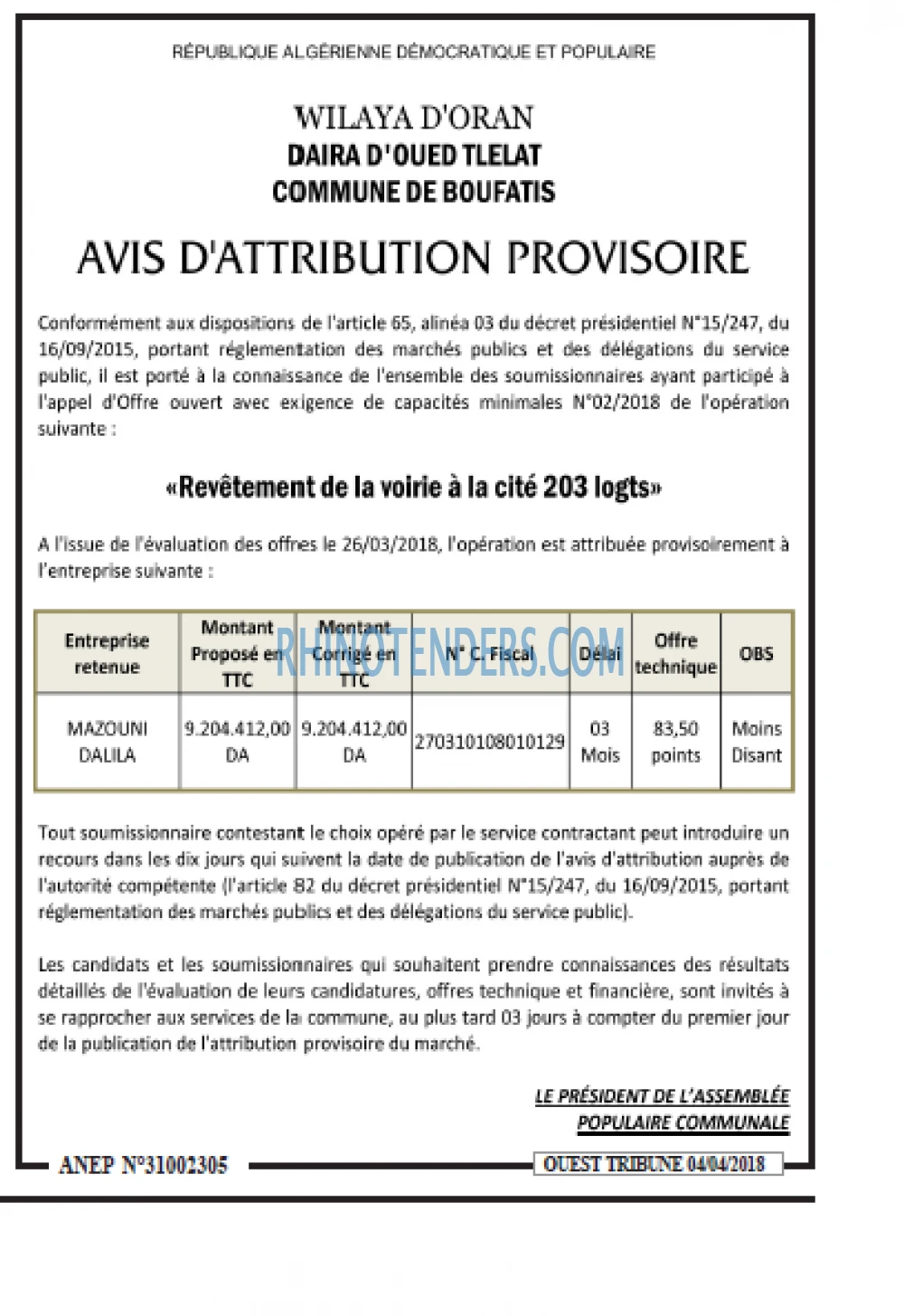 ouest TRIBUNE