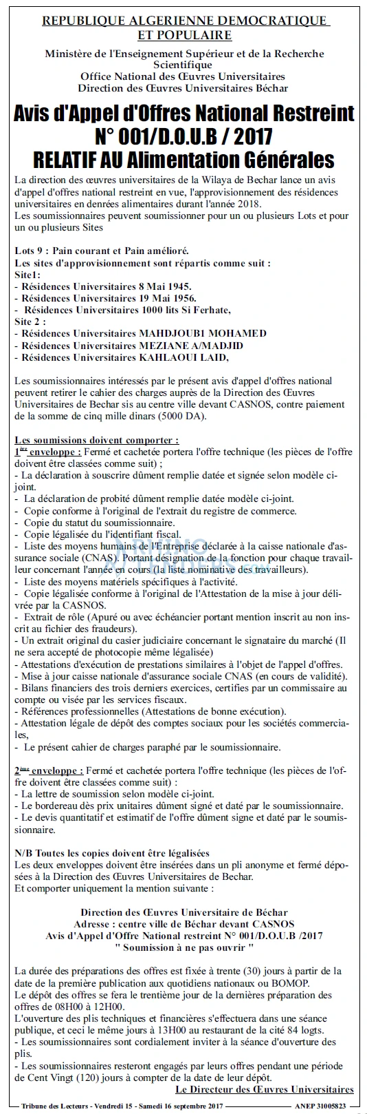 TRIBUNE DES LECTEURS