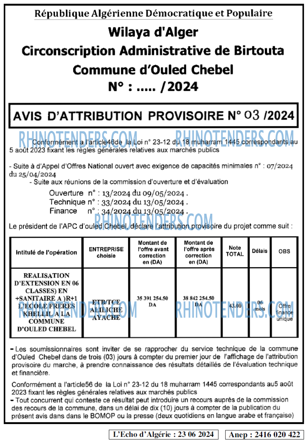 L'ECHO D'ALGERIE
