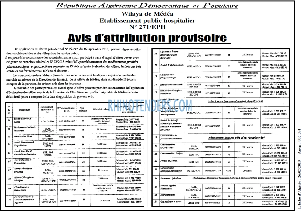 L'ECHO D'ALGERIE
