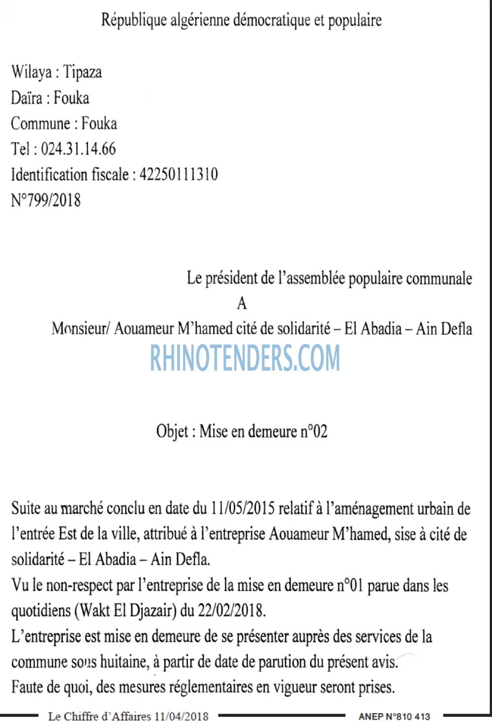Le Chiffre d'Affaires