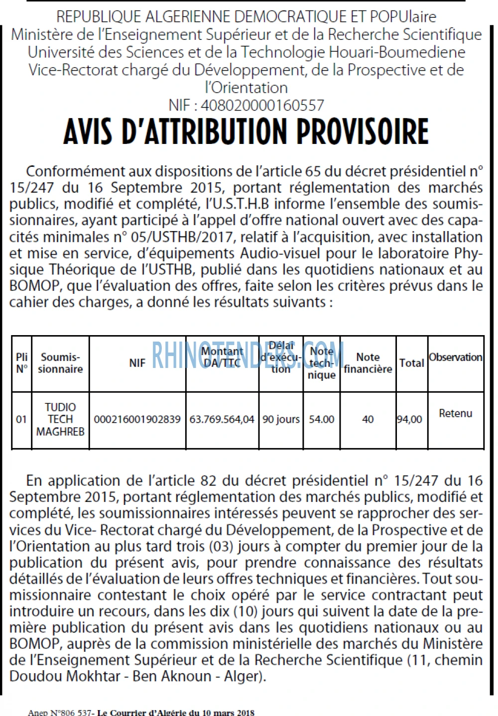 Le Courrier d'Algerie