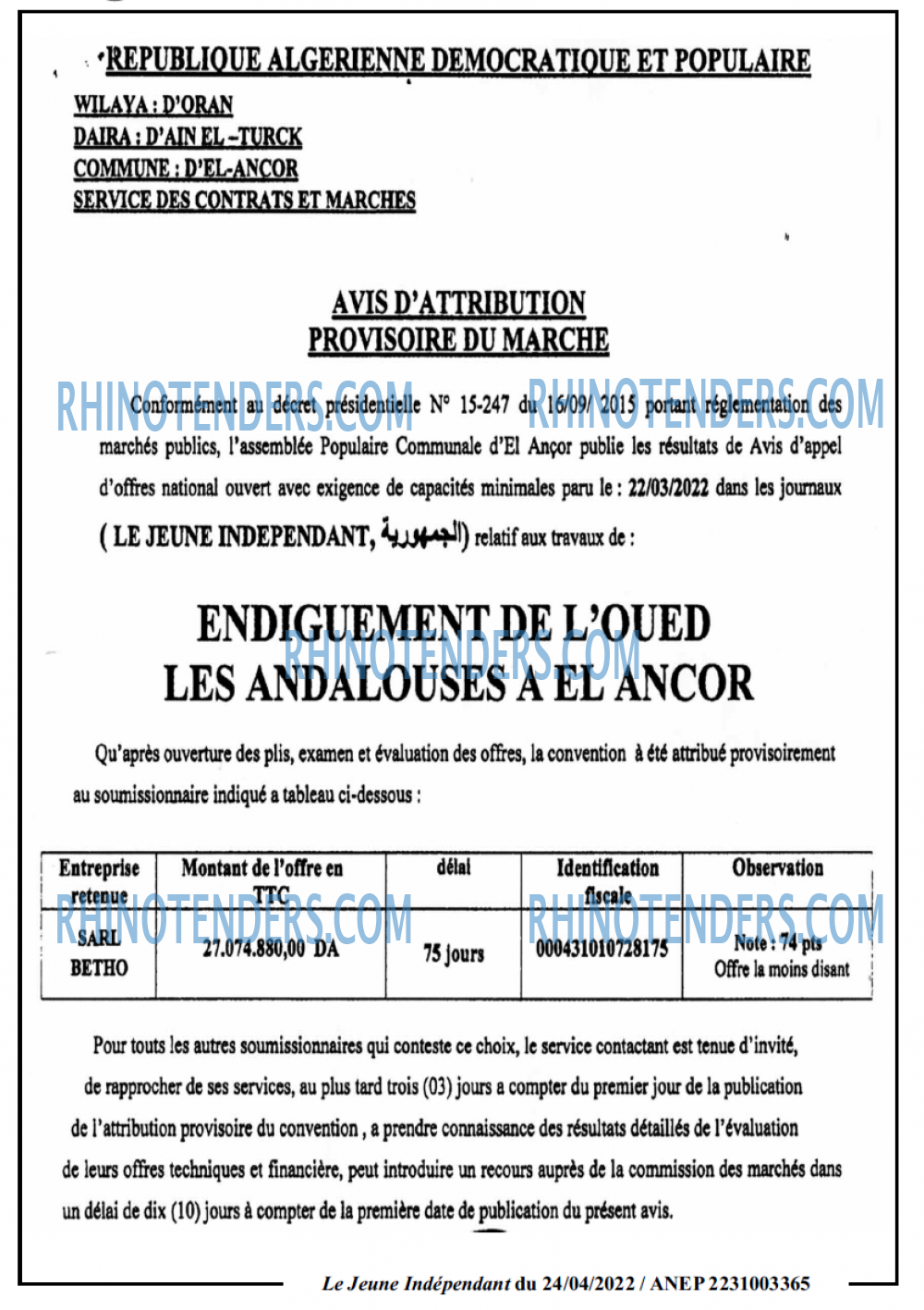 Le jeune indépendant