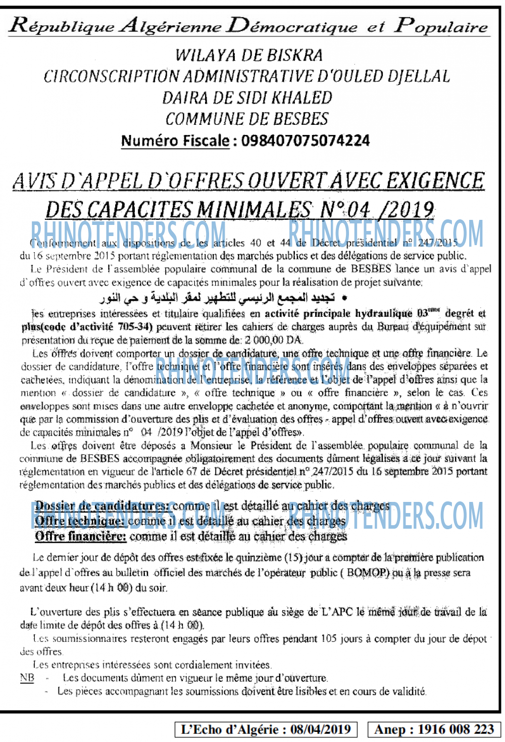 L'ECHO D'ALGERIE
