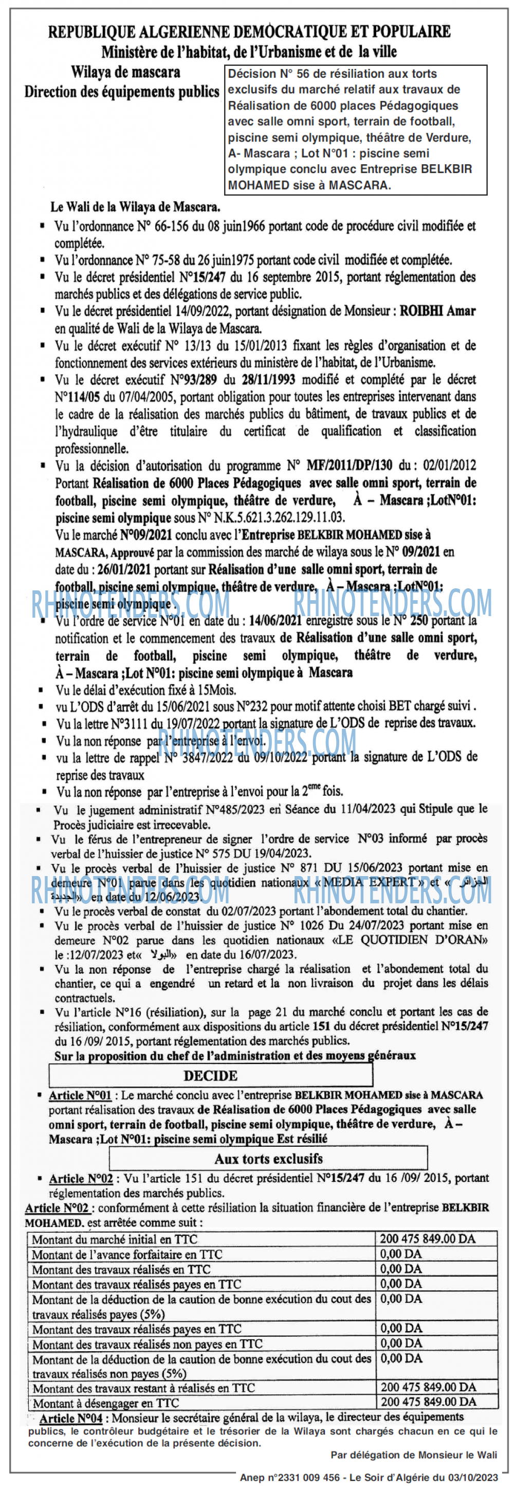 LE SOIR D'ALGERIE