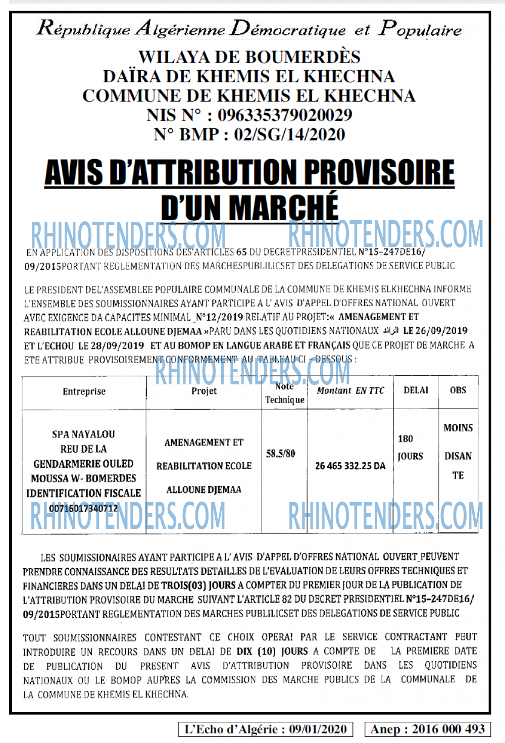 L'ECHO D'ALGERIE