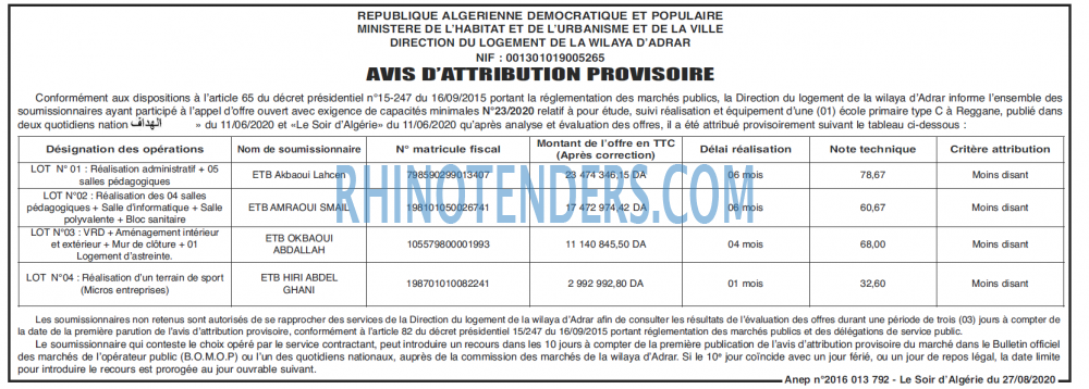 LE SOIR D'ALGERIE