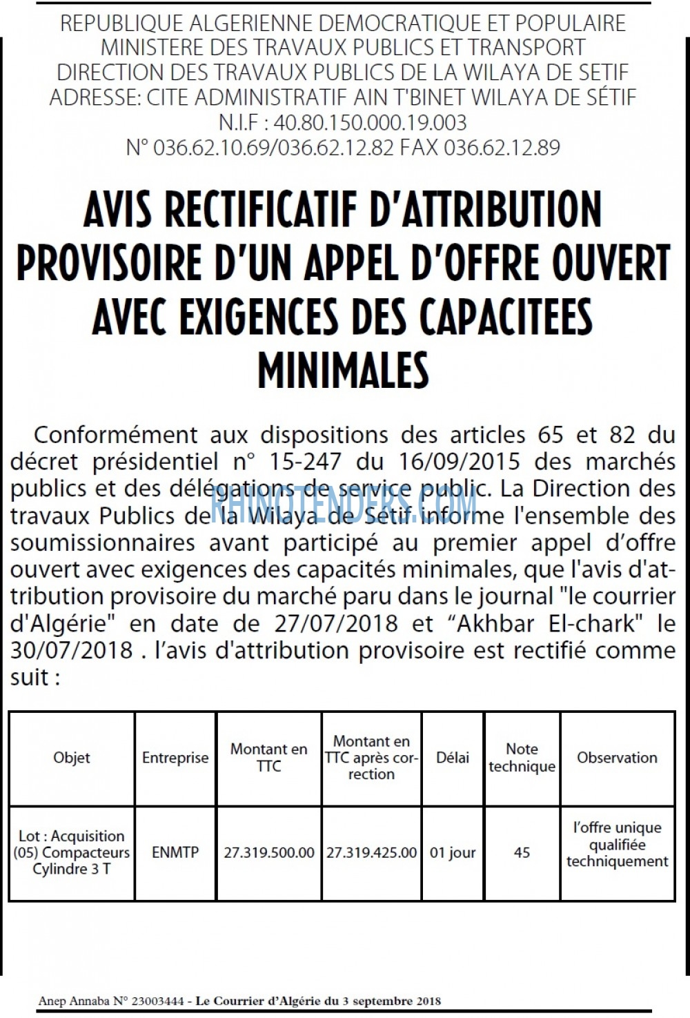 Le Courrier d'Algerie