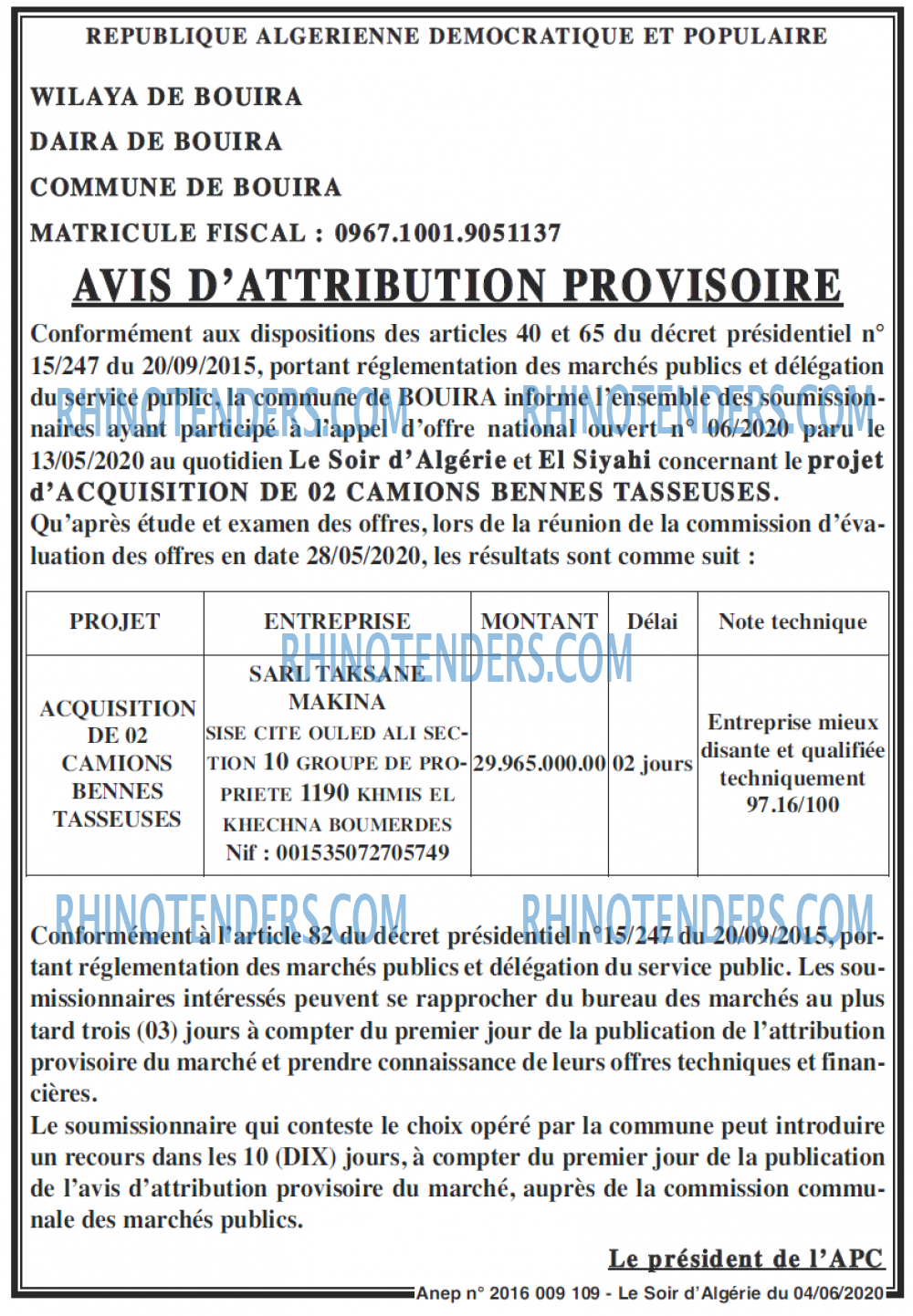 LE SOIR D'ALGERIE
