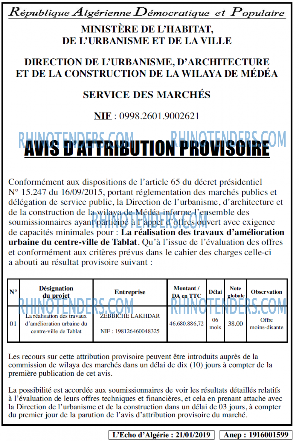 L'ECHO D'ALGERIE