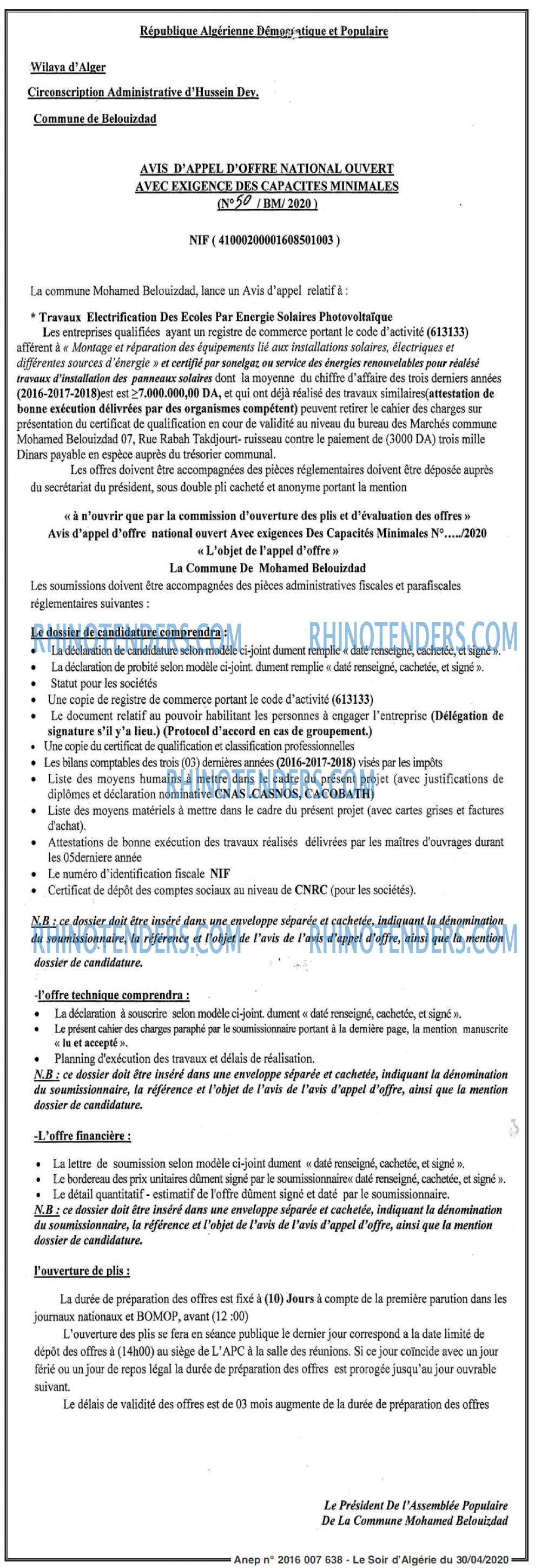 LE SOIR D'ALGERIE