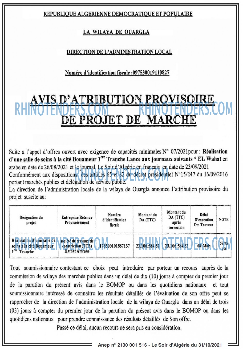 LE SOIR D'ALGERIE