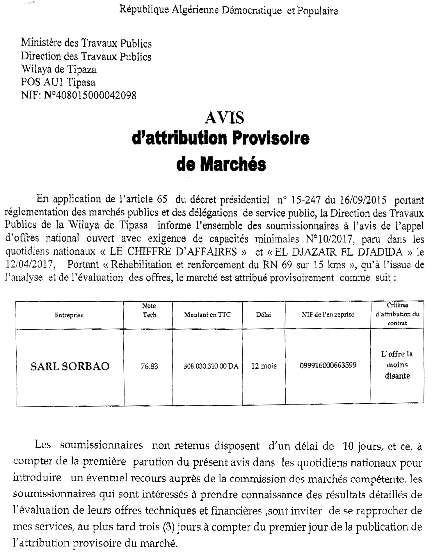 Le Chiffre d'Affaires