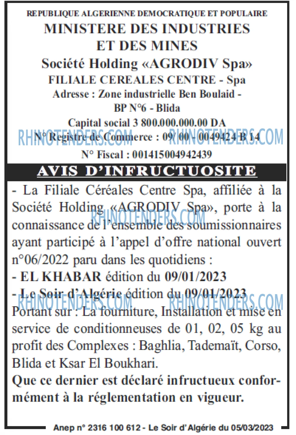 LE SOIR D'ALGERIE