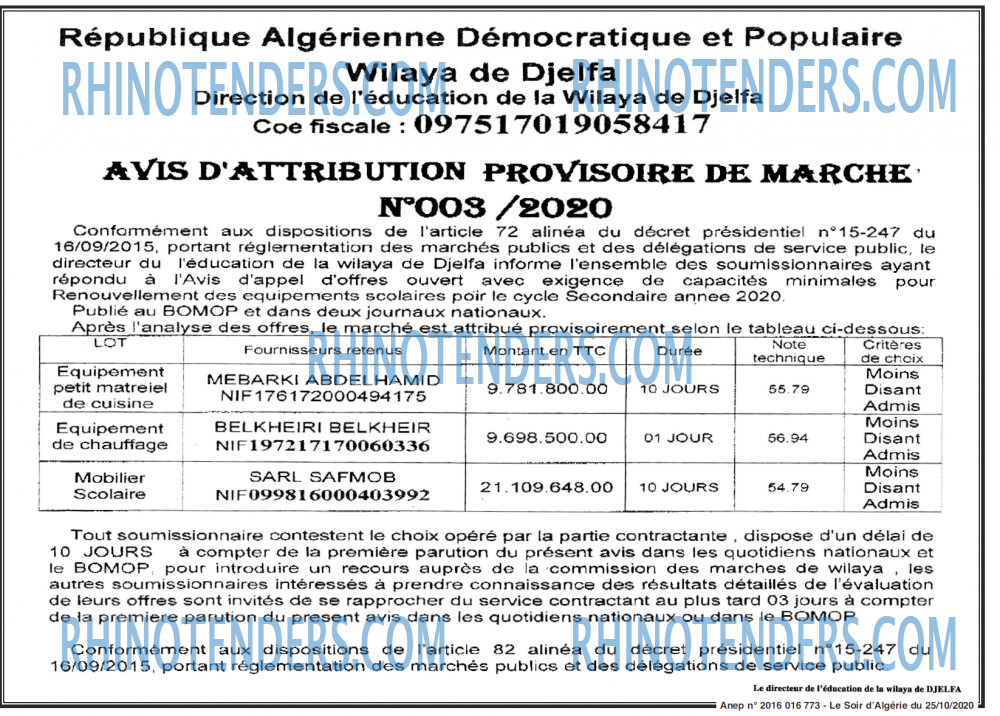 LE SOIR D'ALGERIE