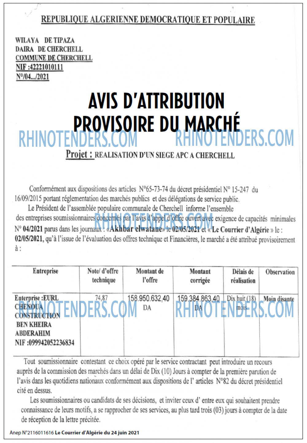 Le Courrier d'Algerie