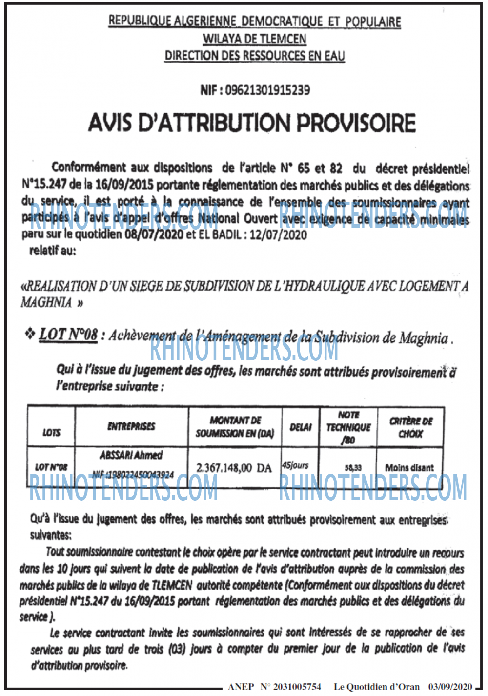 Le Quotidien d'Oran