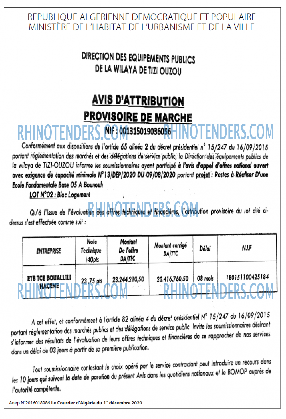 Le Courrier d'Algerie