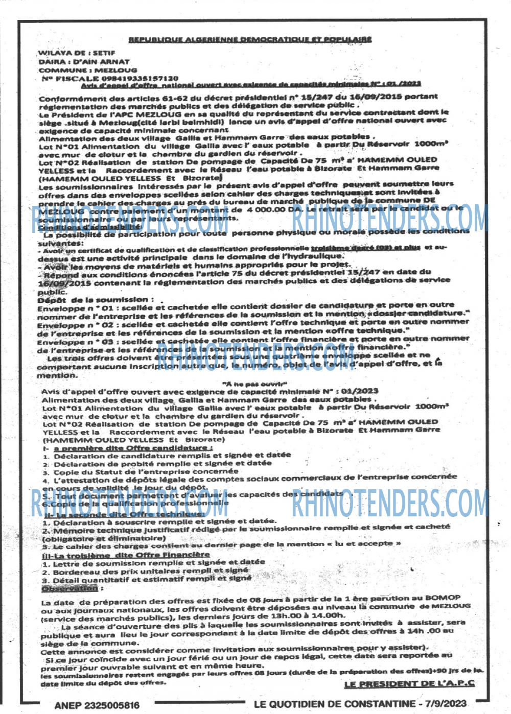 LE QUOTIDIEN DE CONSTANTINE
