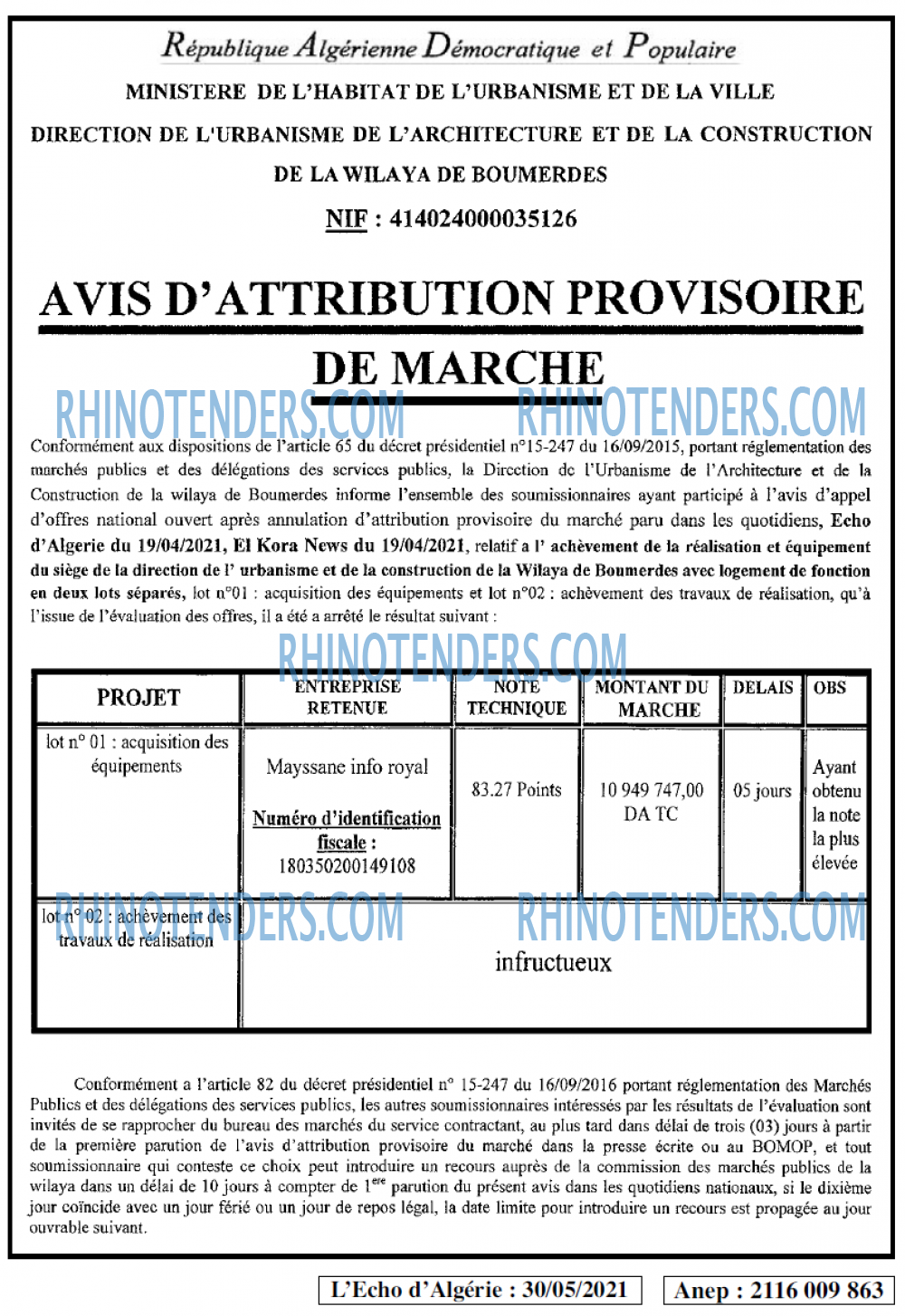 L'ECHO D'ALGERIE