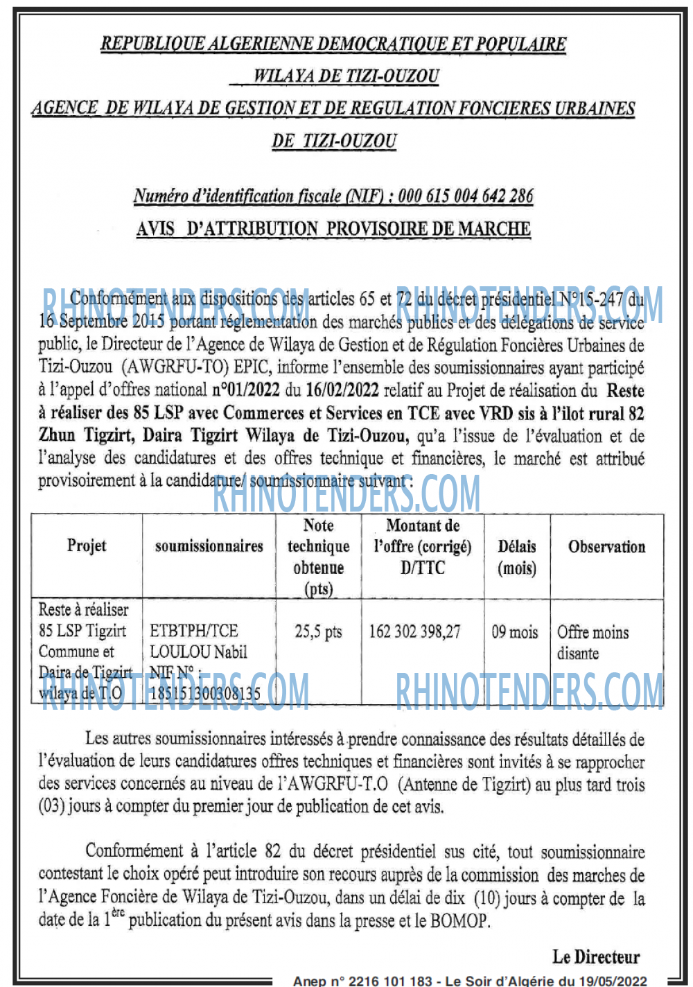 LE SOIR D'ALGERIE