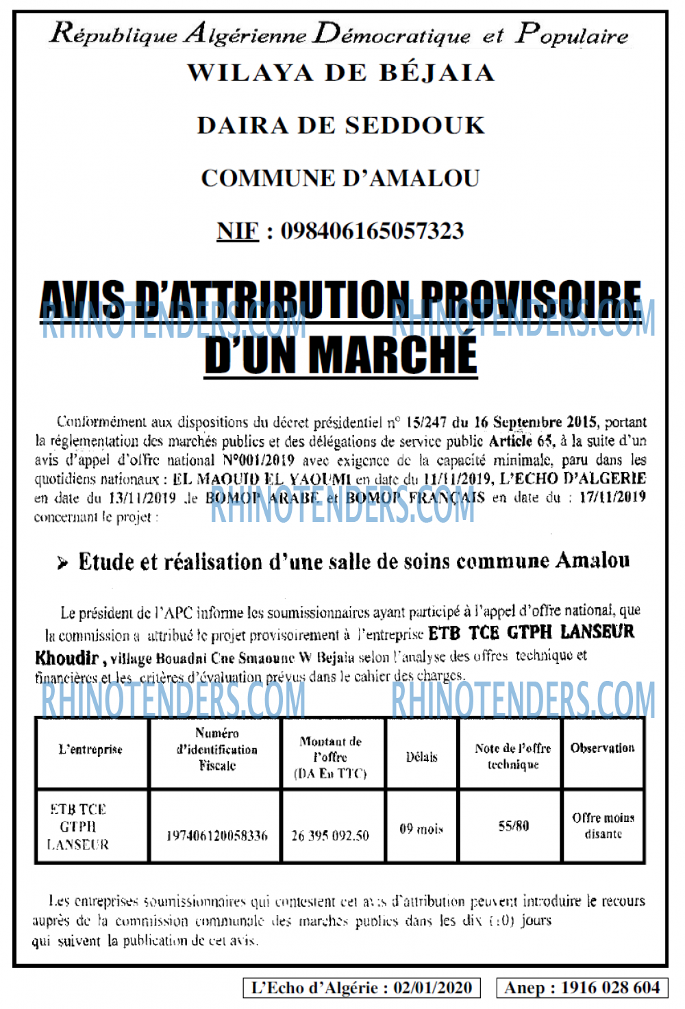 L'ECHO D'ALGERIE