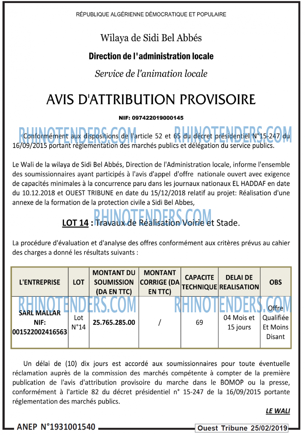 ouest TRIBUNE