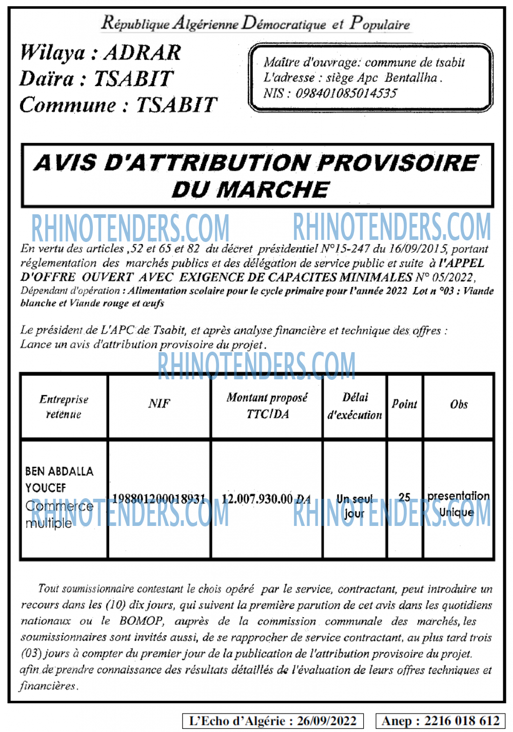 L'ECHO D'ALGERIE