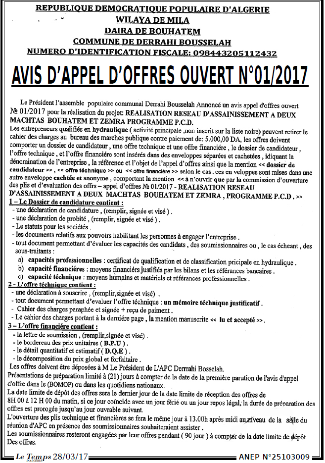 LE TEMPS D'ALGERIE