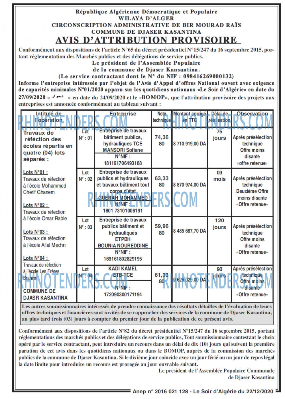 LE SOIR D'ALGERIE