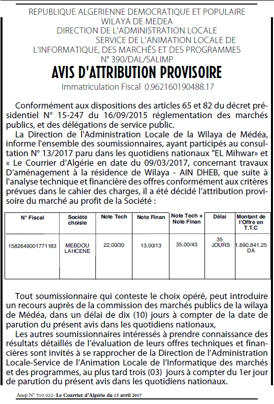 Le Courrier d'Algerie