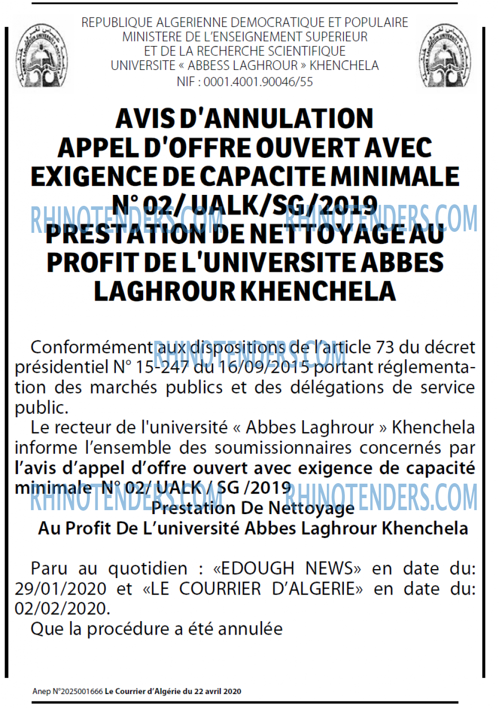 Le Courrier d'Algerie