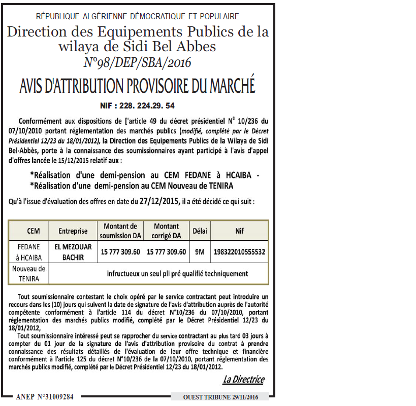 ouest TRIBUNE