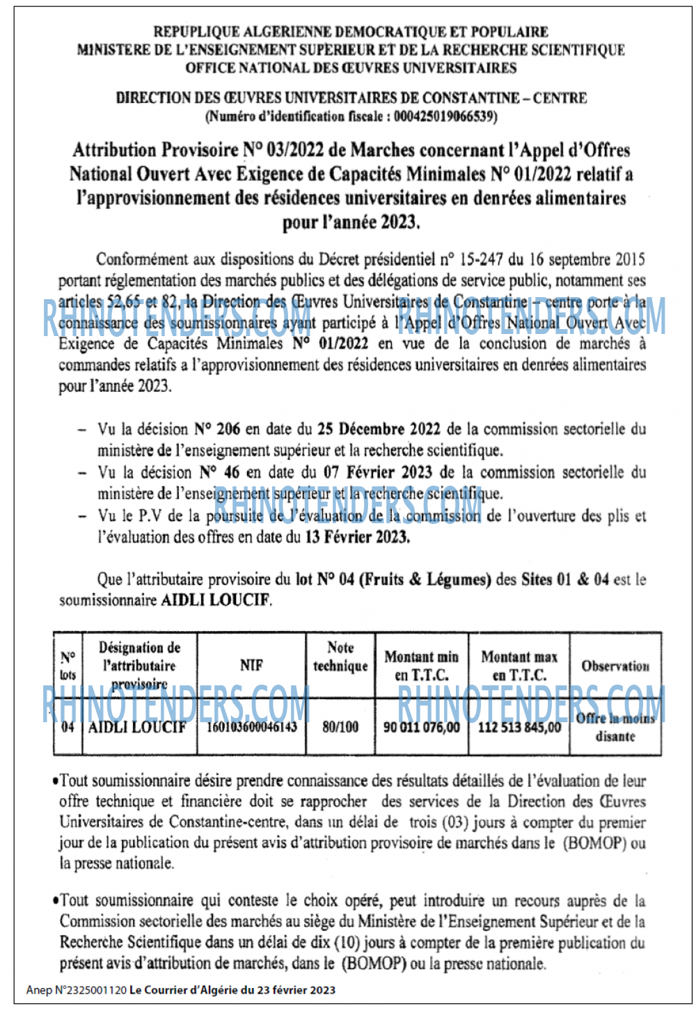 Le Courrier d'Algerie