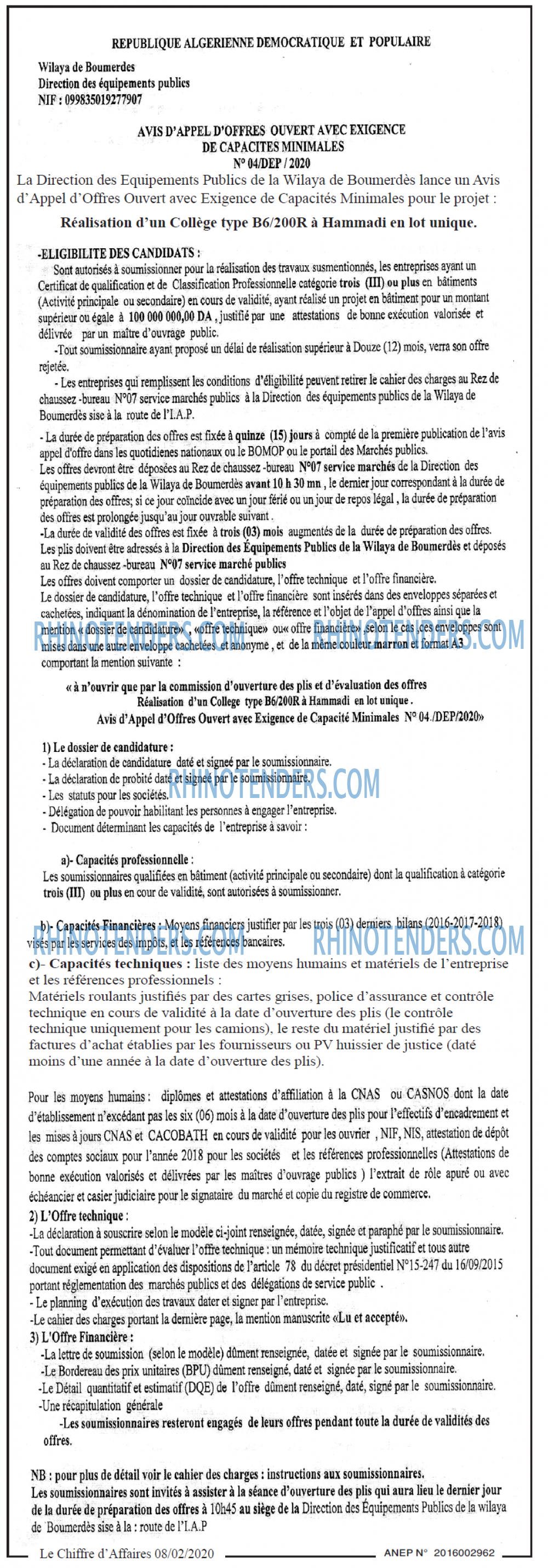 Le Chiffre d'Affaires