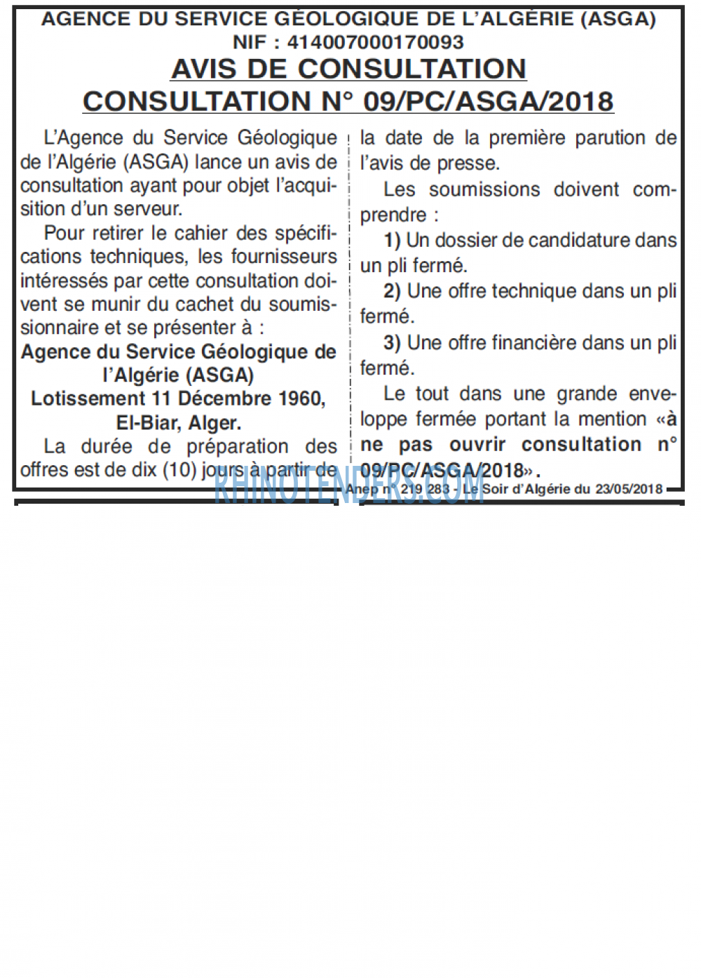 LE SOIR D'ALGERIE