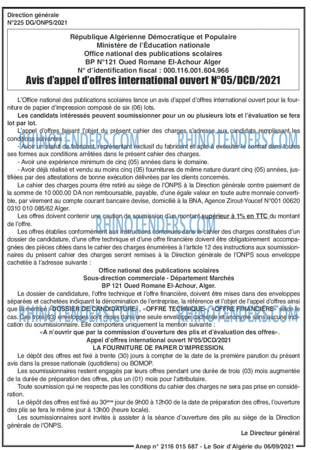 LE SOIR D'ALGERIE