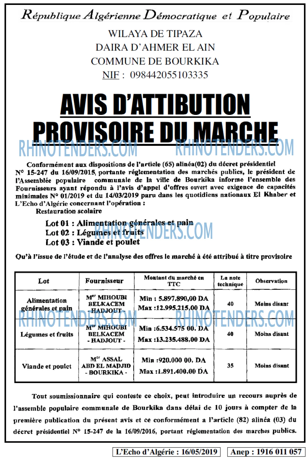 L'ECHO D'ALGERIE