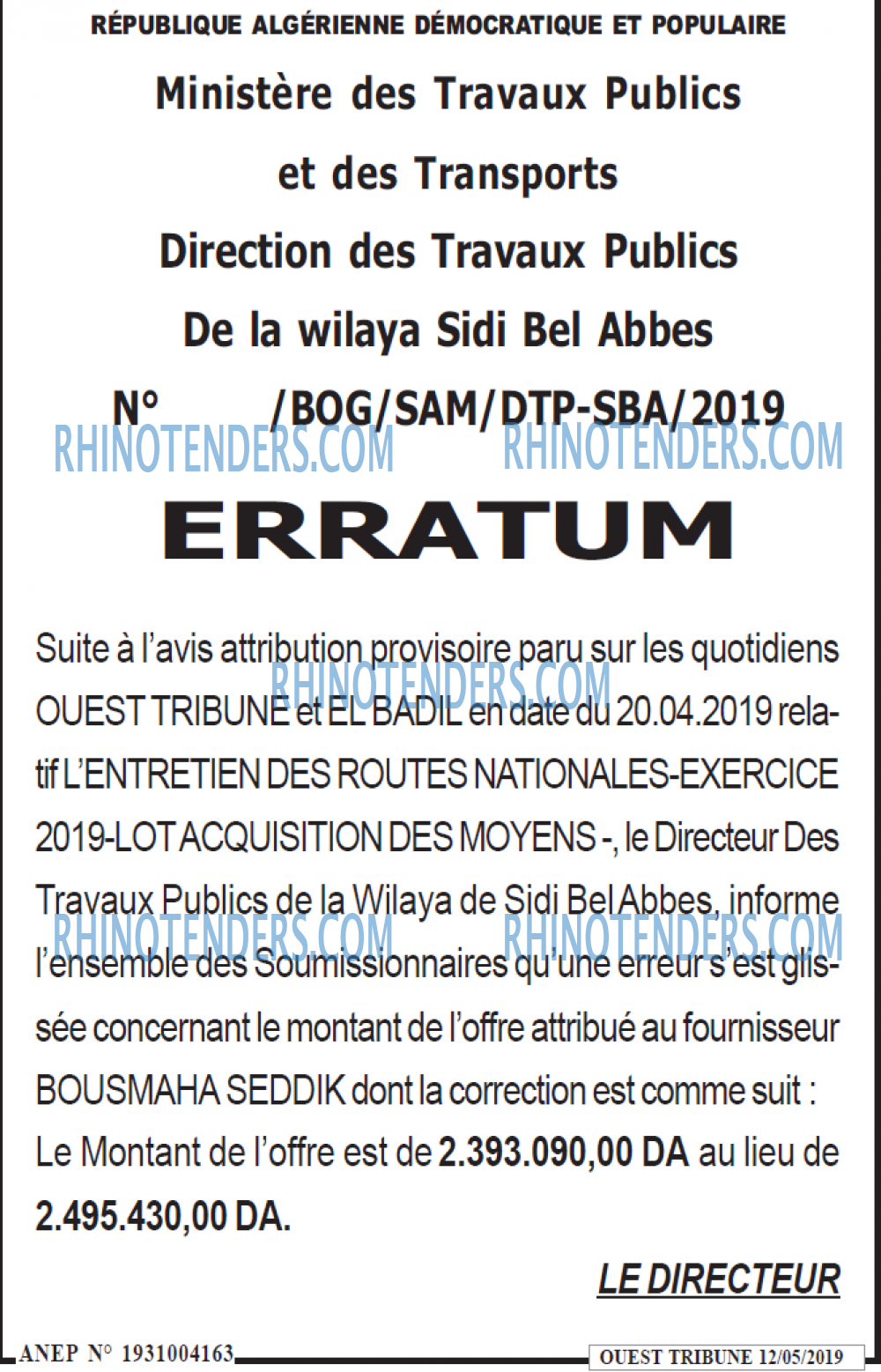 ouest TRIBUNE