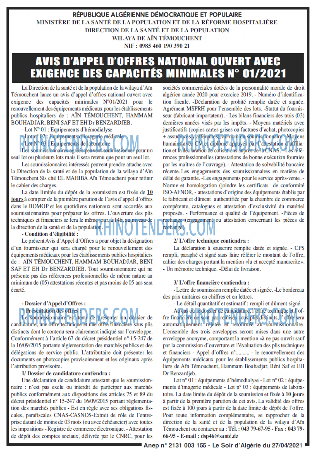 LE SOIR D'ALGERIE