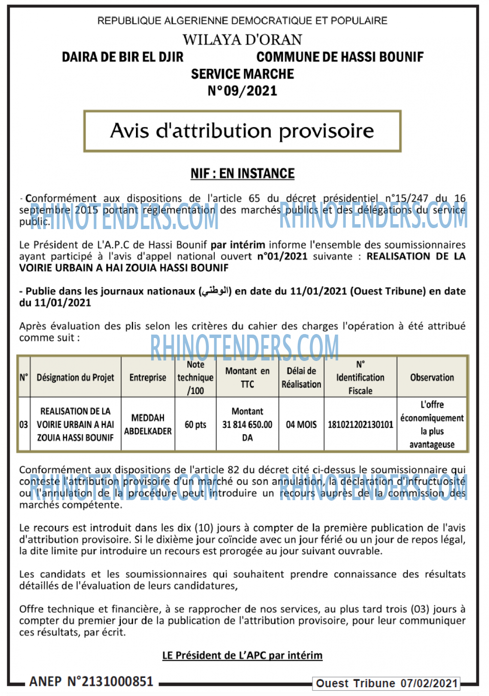 ouest TRIBUNE